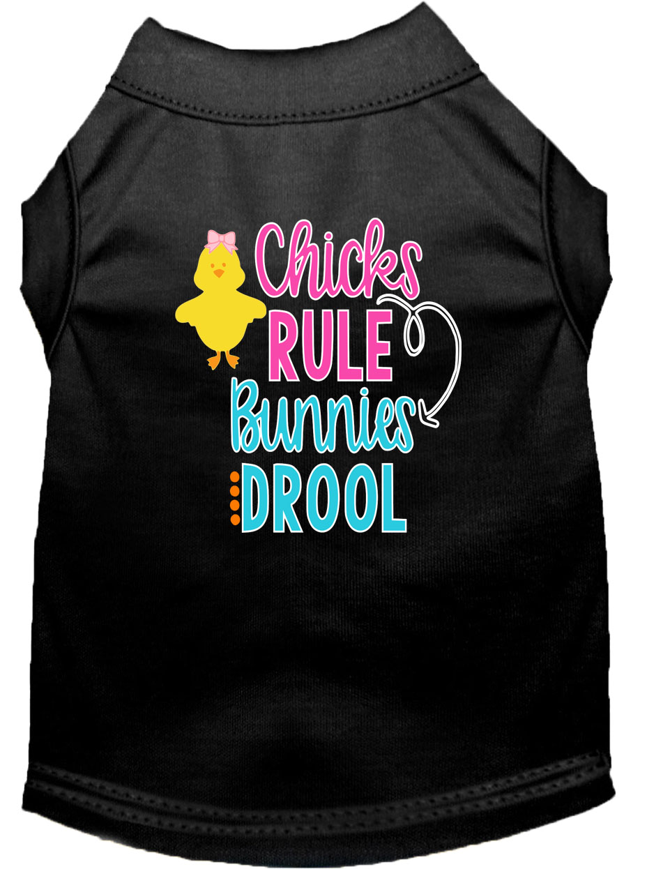 Chicks Rule Screen Print Dog Shirt Black XL